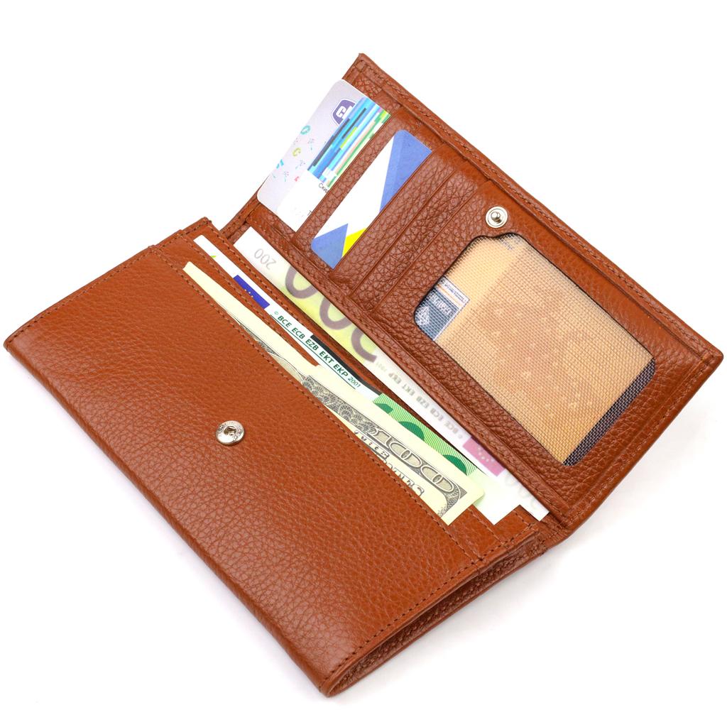 Bequeme Damenbrieftasche aus echtem Leder CANPELLINI 21829 Braun