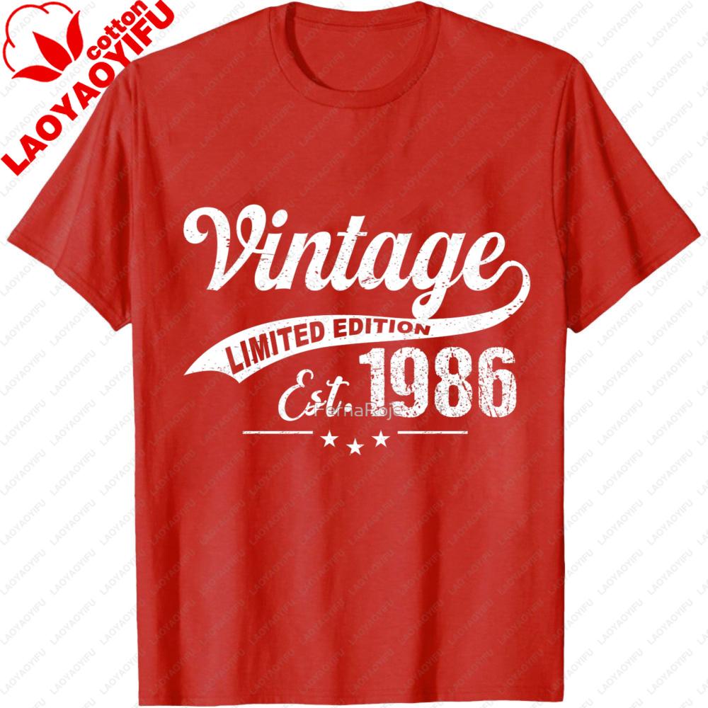 Vintage Limited Edition Est 1986 Summer Men TShirt Classic Retro Style Unisex Casual Wear for Birthday Gifts Men Clothing