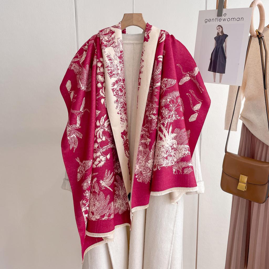 Imitation Cashmere Scarf Shawl Elegant Fashion Scarf Zoo Pattern Women'S Scarf Warm Scarf