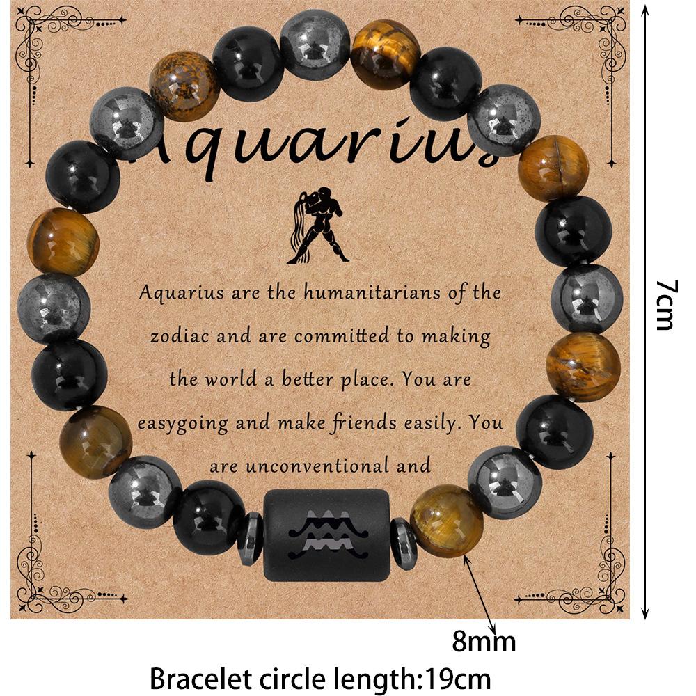 Bransoletka ze znakiem zodiaku 12 konstelacji Potrójna ochrona Bransoletki z koralików tygrysie oko hematyt dla par Biżuteria przyjaźni Prezenty