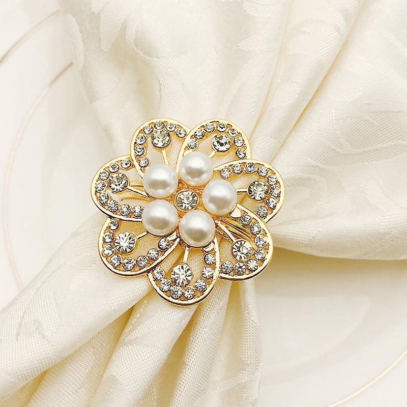 Napkin Button Hotel Tableware Pearl Flower Diamonds Festival Napkin Buckle Table Accessories
