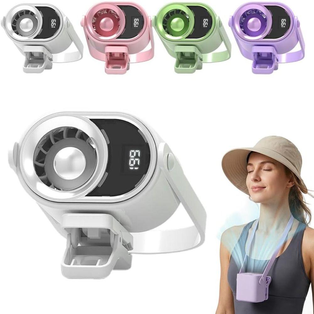 4 Speeds Silent Mini Bladeless Electric Fan LED Display Clip-on Fan New Air Cooler