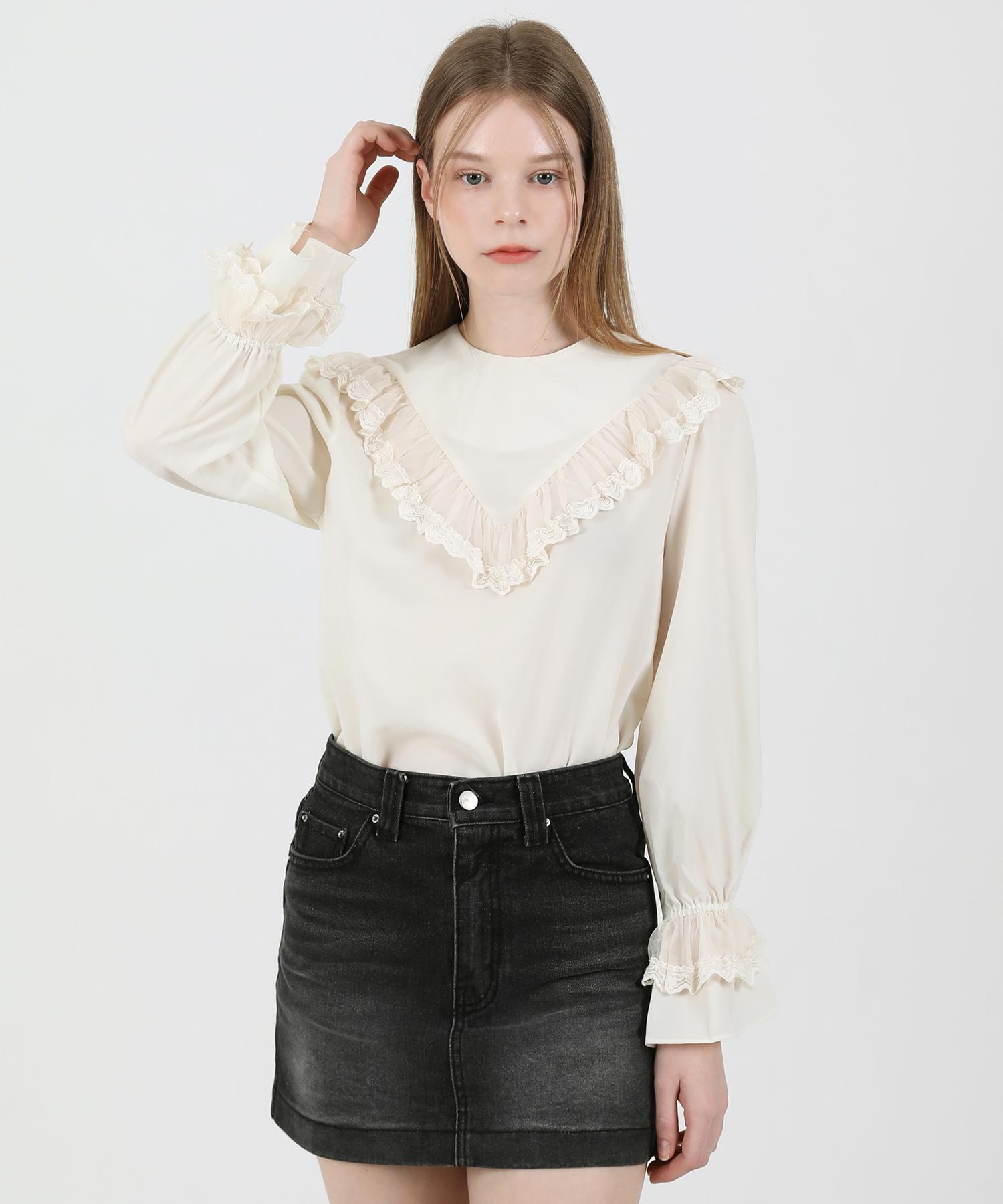 Kathrin Lace Chiffon Blouse Light Yellow