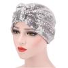 Muslim Indian Women Shiny Sequin Pleated Turban Hat Chemo Cap Bandana Headwrap