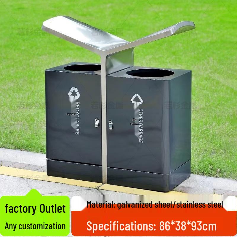 Stainless Steel Large Outdoor Trash Can for Sorting Waste