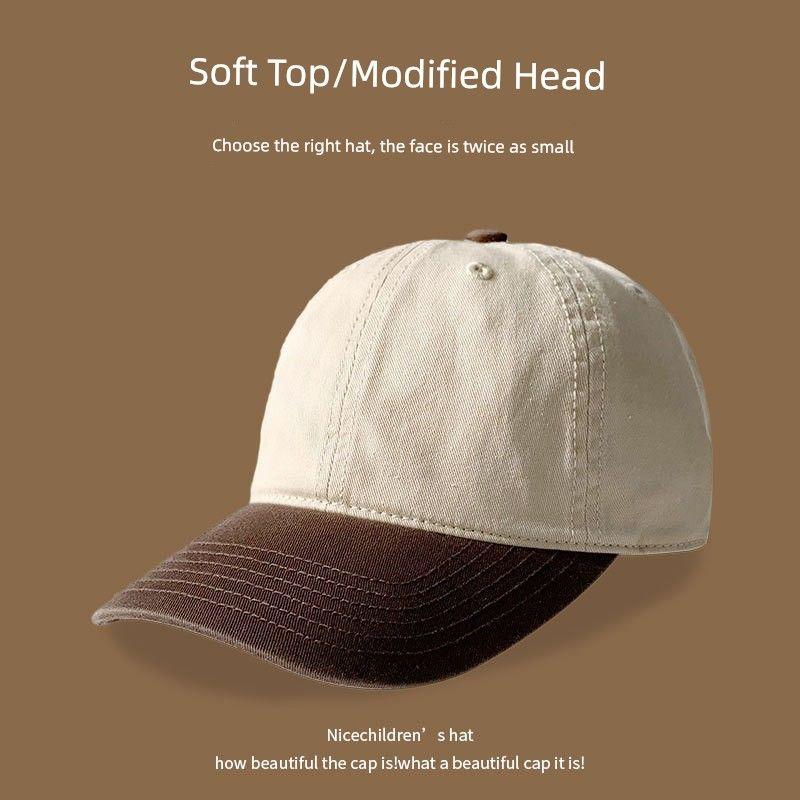 

Color Matching Baseball Cap Summer New Arrival Soft Top K-style Face-Looking Small Women s Peaked Cap Casual Sun-Proof Sun Protection Hat Board card spell coffee Adjustable