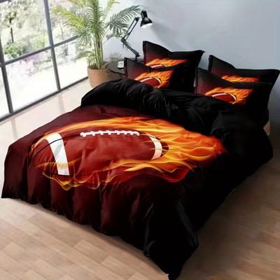 3pcs Bedding Set Rugby American Football 3D Printed Cozy Soft Duvet Cover King Queen Twin Size Birthday Gift Boys Bedroom Decor