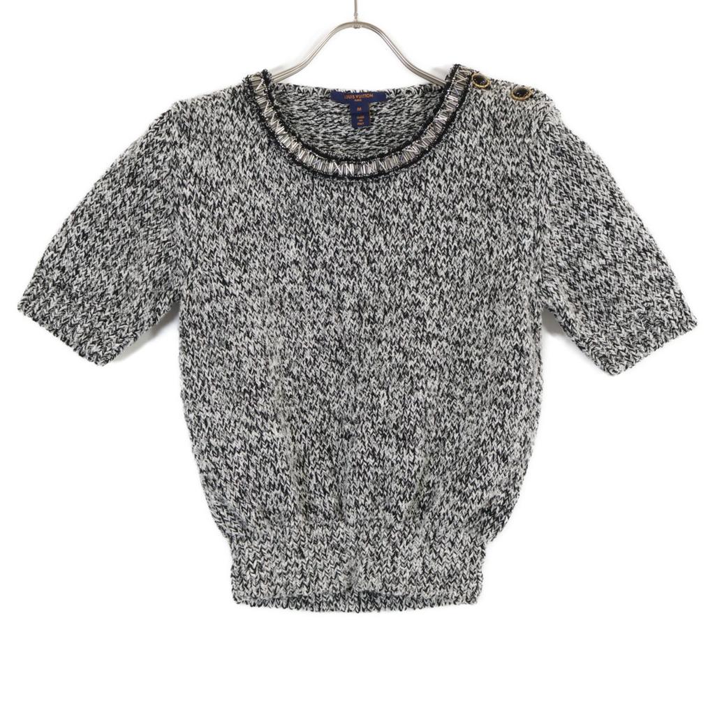 LOUIS VUITTON 22 Gray FMKM94 Wool Short Sleeve Knit tops M grayUsed