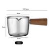 100ML Kleine Milchkanne Krug Milchkännchen Mini Glas Tasse Kaffee Milchkännchen Saucenbecher Krug Espresso Shot Glas mit Holzgriff