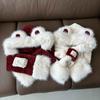 Ange Kola red cute bear ears hat scarf integrated thickened warm winter hooded student plush hat