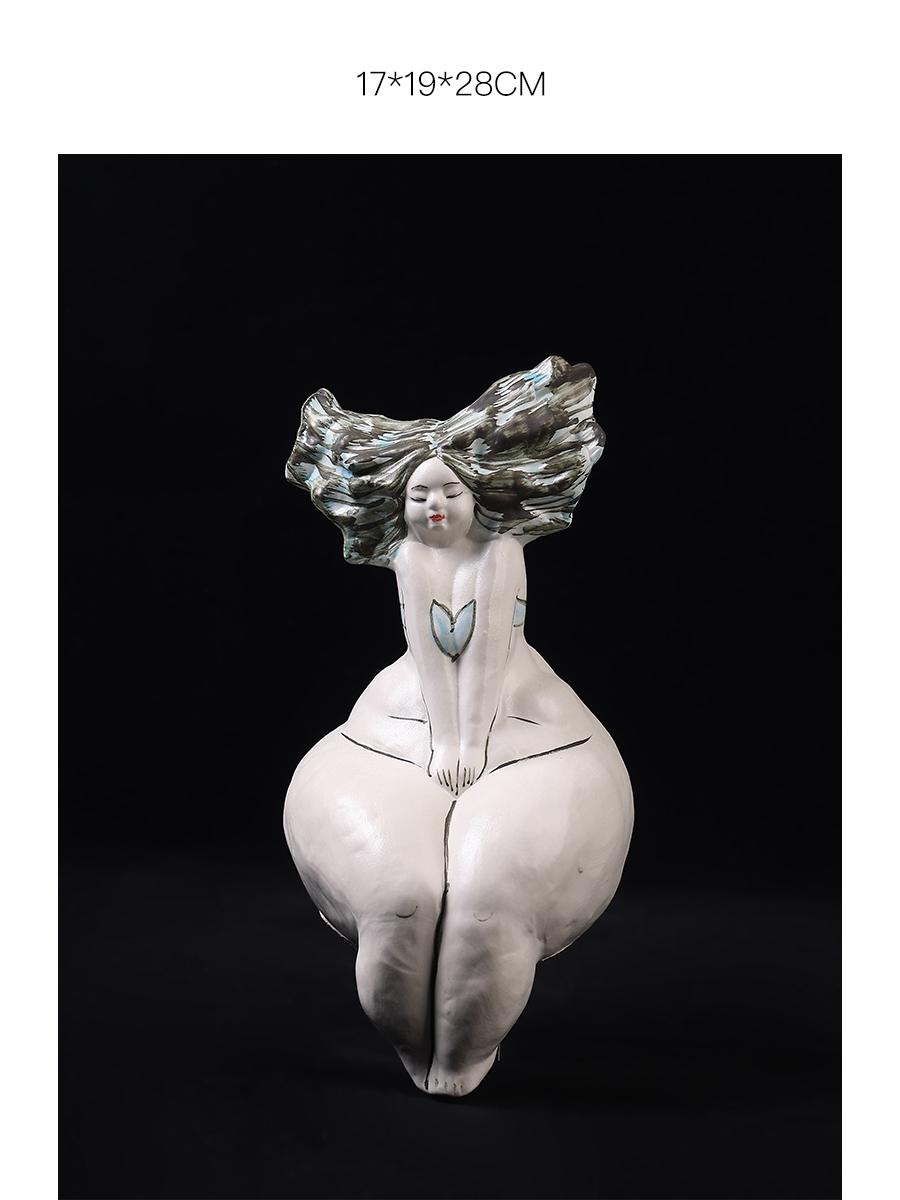 

BEPAN Home abstract handcrafted figure of a chubby girl, artistic living room and bedroom ceramic ornaments, desktop decoration figure 28X19X17CM