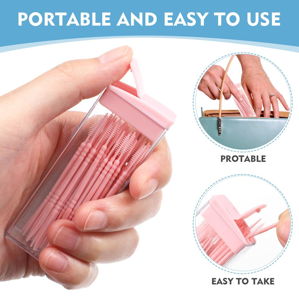 200 Pcs Toothpicks Interdental Brush Teeth Cleaning Tools Stainless Steel Gum Travel