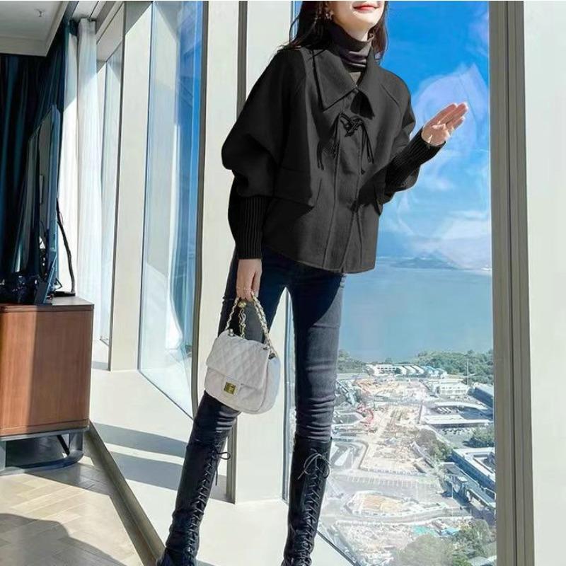 Autumn and Winter New Korean Style Plus Plush Woolen Coat Women's Large Size Loose Versatile Short Women's Woolen Top Jacket
