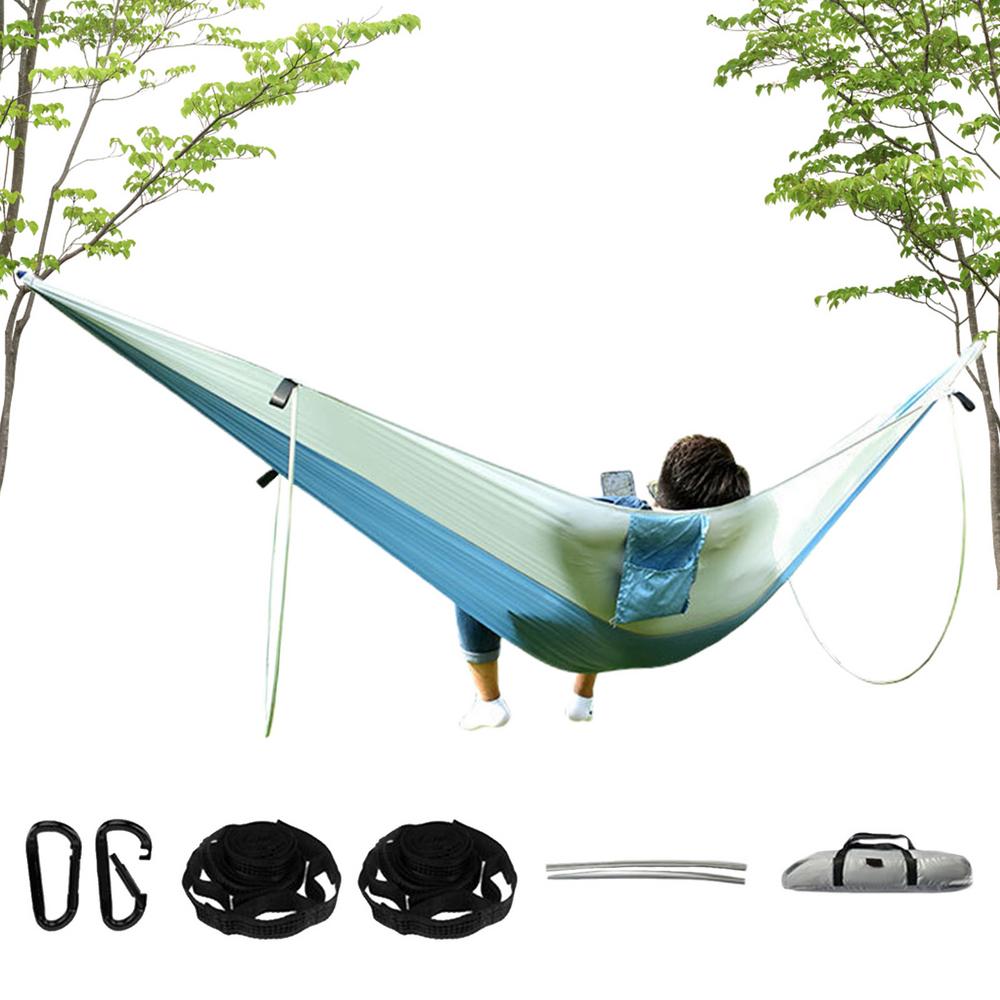 Outdoor Hammock Outdoor Parachute Hammock Nylon Parachute Hammock Lightweight Camping Hammock Nylon Waterproof Support Pole