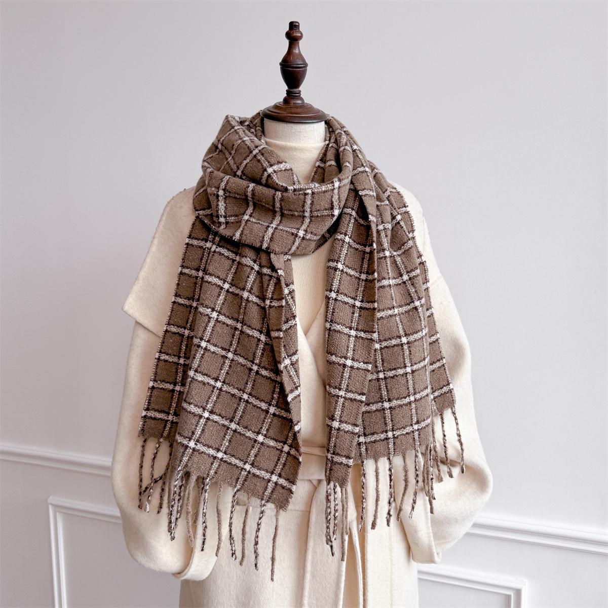 

Теплая шаль женский шарф роскошный кашемировый зимний плед накидка повседневный клетчатый принт пашмина буфанда дорожное пончо столы эшарп 30x180cm