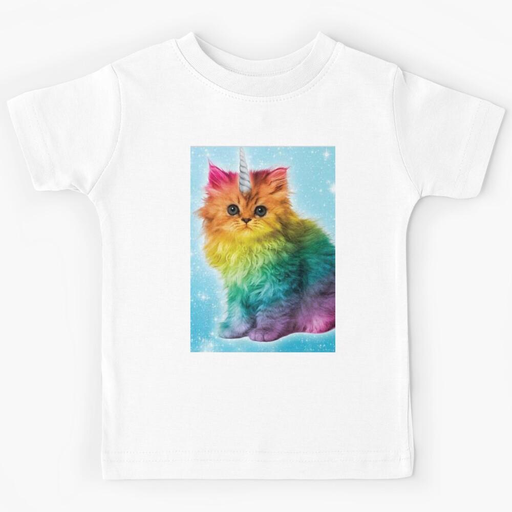 Unicorn Rainbow Cat Kitten Kids T-Shirt 150