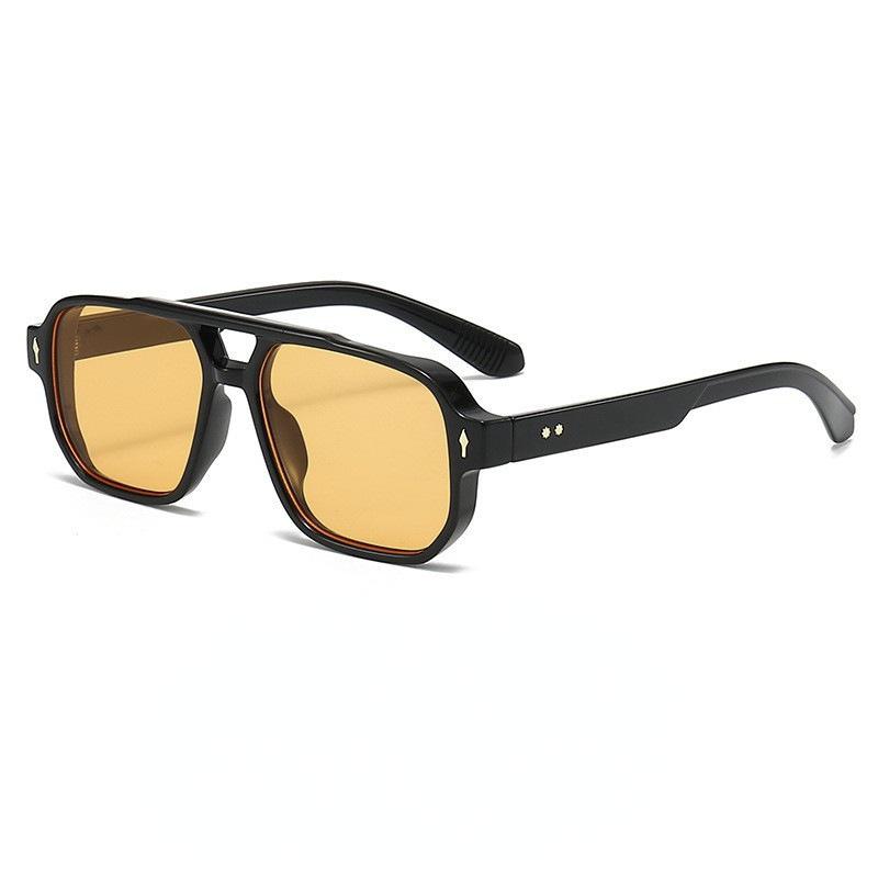 New European and American Retro Double-Beam Men's Square Sunglasses - Fashionable for Driving and Business