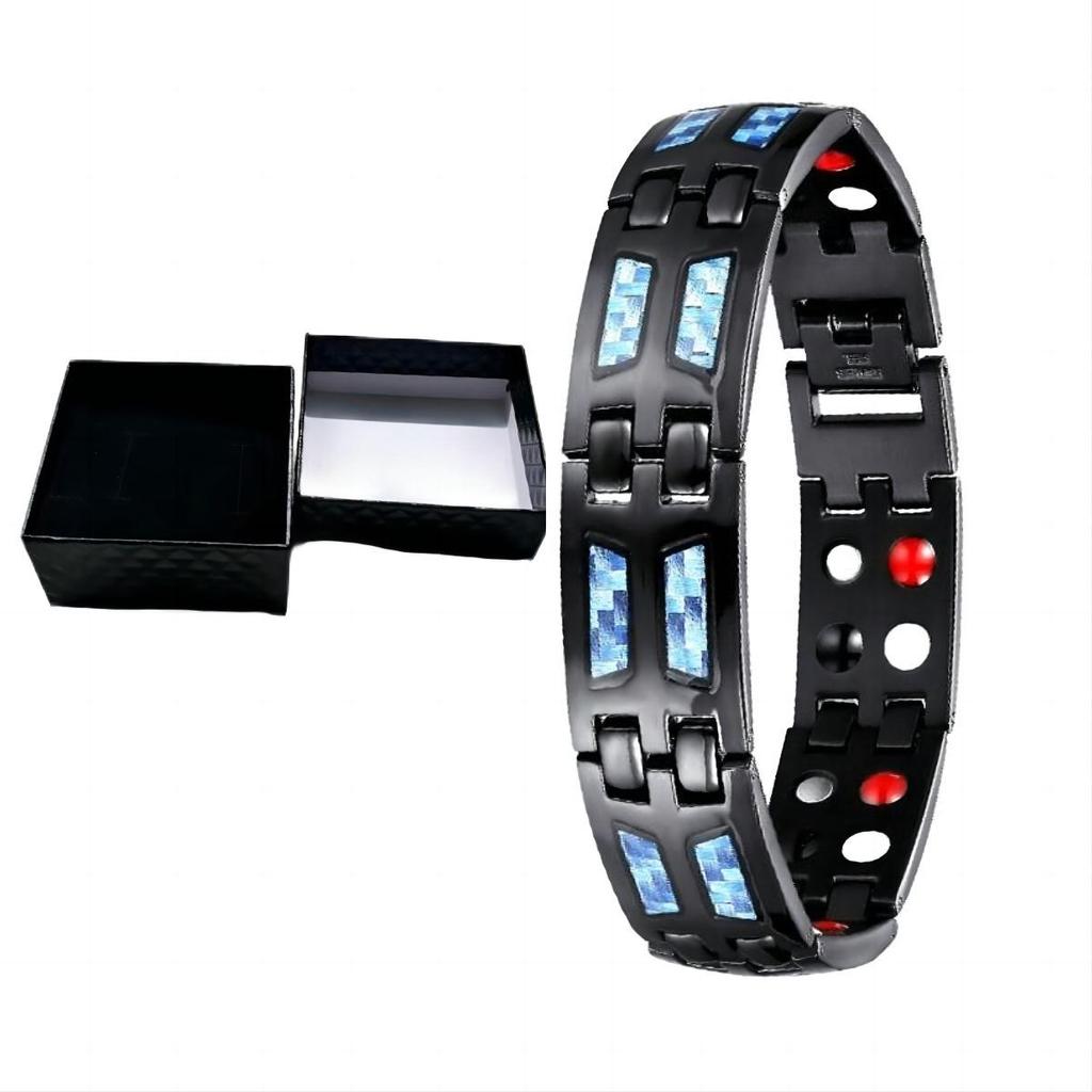 Yuyi Double Row Men's Carbon Fiber Magnet Bracelet - European and American Fashion.