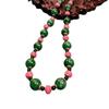Vintage Retro Court-Style Necklace with Green Agate and Pink Stones