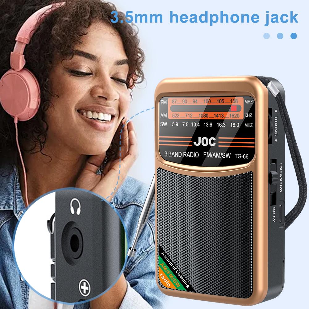 Emergency Pocket Radio FM AM SW Radio Built-in Speaker Pointer Pocket Radio Support Auto Search with HD Display Screen for Elder