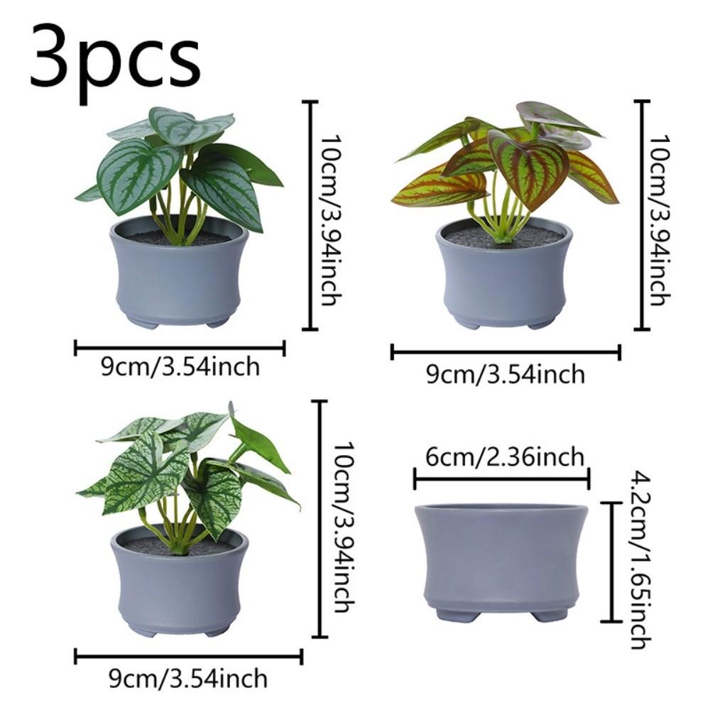 3/6PCS Set New DIY Artificial Potted Plant Mini Plastic Artificial Flower Bonsai Faux Plant Shelf Decor