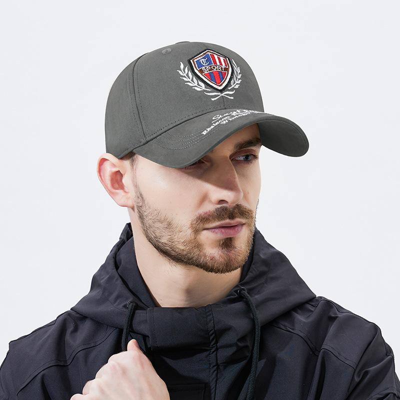 Four Seasons Shield Embroidered Baseball Cap Wheat Ear Decoration Curved Eaves Design Unisex Sunshade Cap серый