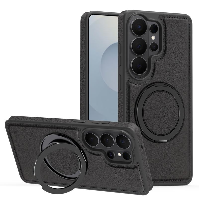 

Shockproof Magnetic Leather Phone Case For Samsung Galaxy S26 Plus Ultra Invisible Fold Magsafe 360° Rotating Bracket Cover TPU and Leather&Galaxy S26 Ultra