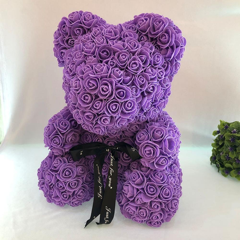 Qixi Festival Valentine's Day Wedding Rose Bear Simulation Floral Fragrance Creative Eternal Flower Hug Bear Gift