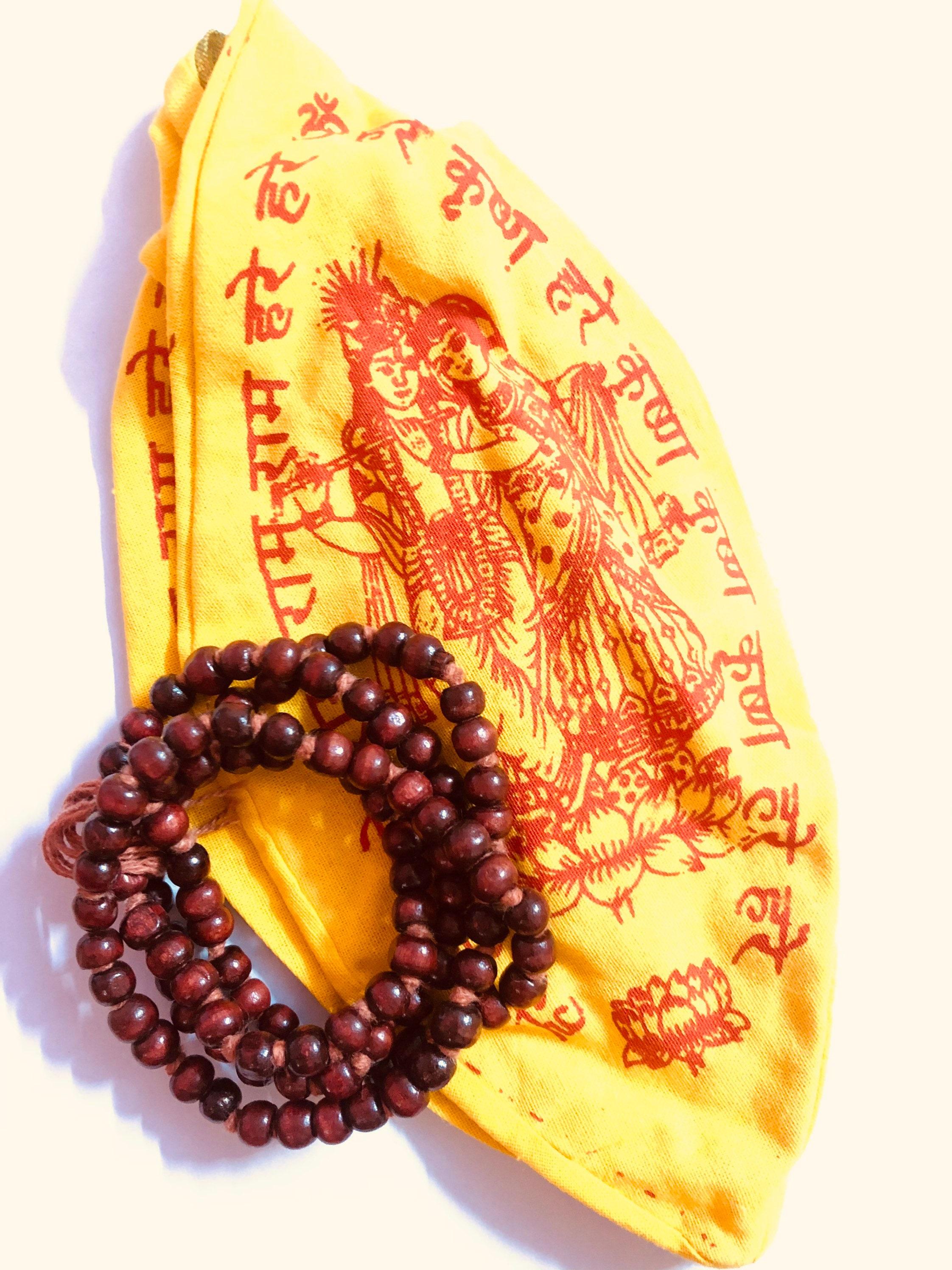 Iskcon Gomukhi Japa Bead Bag Indian RED SANDALWOOD Lal Chandan Mala Rosary 108+1 Bead Prayer Beads Yoga Prayer Healing Meditation Untreated One Size