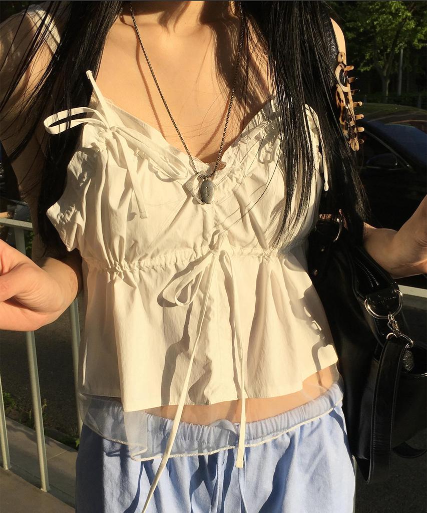Hauseuobeupondeu Sheer Layering Bustier_Ivory