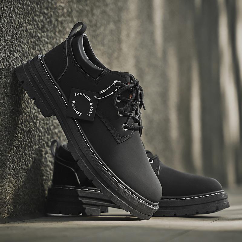 

Autumn rhubarb boots British shoes platform wear-resistant non-slip shoes low-top casual shoes 39 чёрный