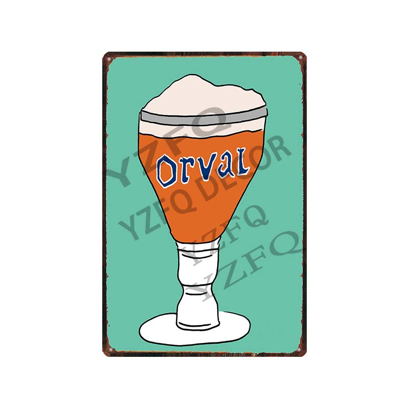 30X20CM Hoegaarden Orval Chouffe Beer Tin Sign - Vintage Metal Plate, Perfect for Bar/Pub/Kitchen/Home/Coffee Wall Decor Poster