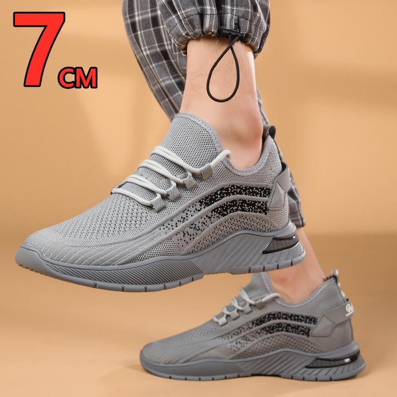 Summer Breathable Comfortable Elevator Sneakers Height Increase Shoes for Men Lift Insoles 7CM Hidden Heels Lift Sports Taller