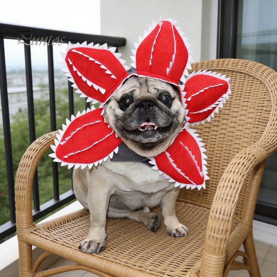 Pet Photo Prop Scary Flower Dog Hat Adjustable Headband Cats Dogs Cat Party Jagged-Edged for Cosplay Dress-up Accessories Photoshoot Props