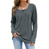Women Long Sleeve Pullover Top Ribbed Knit Casual Loose Fit Henley Shirt with Button Detail Lightweight Soft Fabric Comfortable