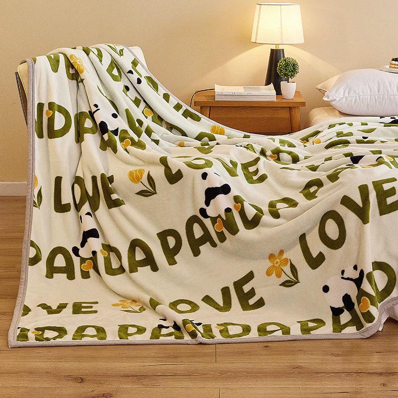 Thick Blanket New Printed Autumn Winter Warm Flannel Bed Sheet Coral Fleece Throw Blanket