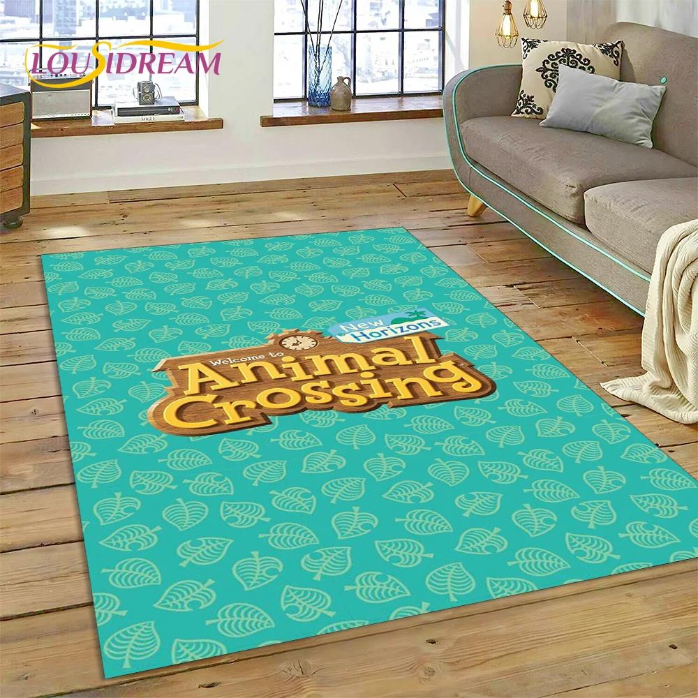 Niedlicher Animal Crossing New Horizons Cartoon Teppich für Schlafzimmer Wohnzimmer Zuhause Sofa Dekoration, Kinderspiel Große Dekor Bodenmatte