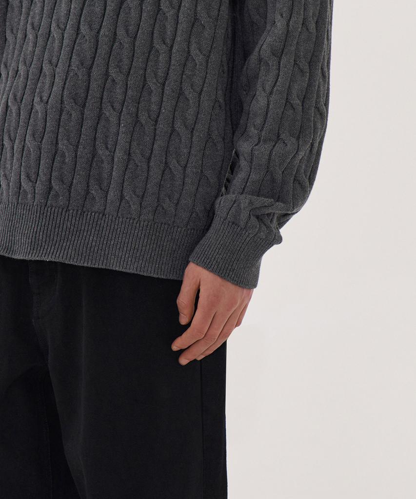 MUSINSA STANDARD Cotton Cable Crew Neck Knit [Gray]