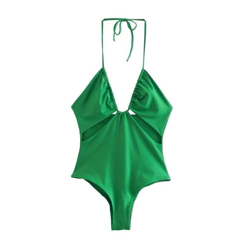 

Za2025 Same Style European and American Women s Clothing Summer New Sexy Style Open Design Halter Tube Top Swimsuit for Women Green S