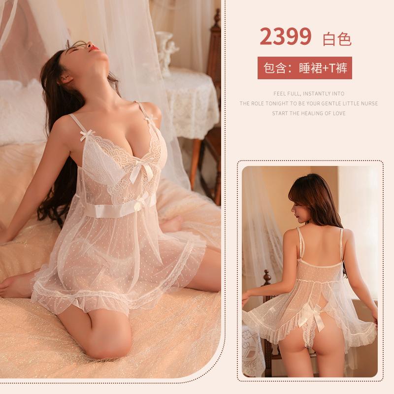 Sexy Lingerie Mesh Bare Chest Perspective Hot Sexy Lace Halter Suspenders Pure Desire Uniform