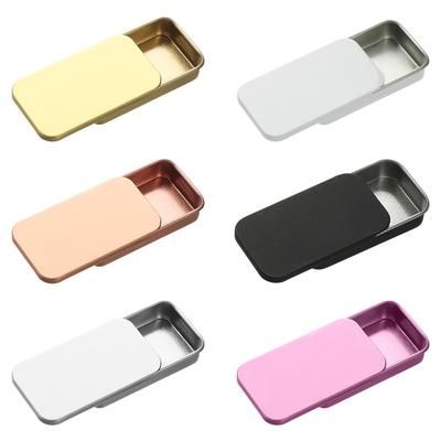 2 pz Metallo Rettangolare Vuoto Mini Scatola di Latta Contenitori Vaso Incernierato Contenitori Portatili Piccolo Stoccaggio Latta Push Organizer Casi di Pillole di Caramelle