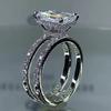 Women Double Layer Princess Cut High Carbon Diamond Ring for Engagement Wedding Anniversary Gift