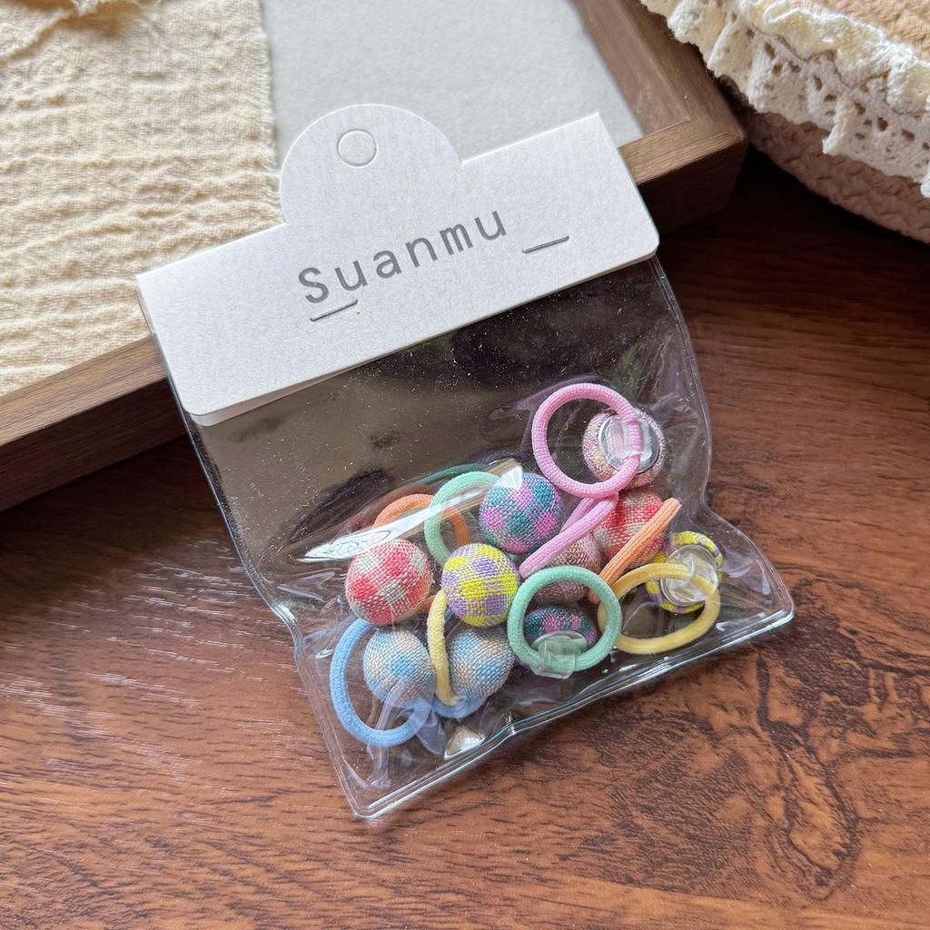 Neue Kinder lieben Karomuster Rundes Bohnen Haarband Gummiband Basic Hochelastisches Gummiband Kinder Einfaches Haarband