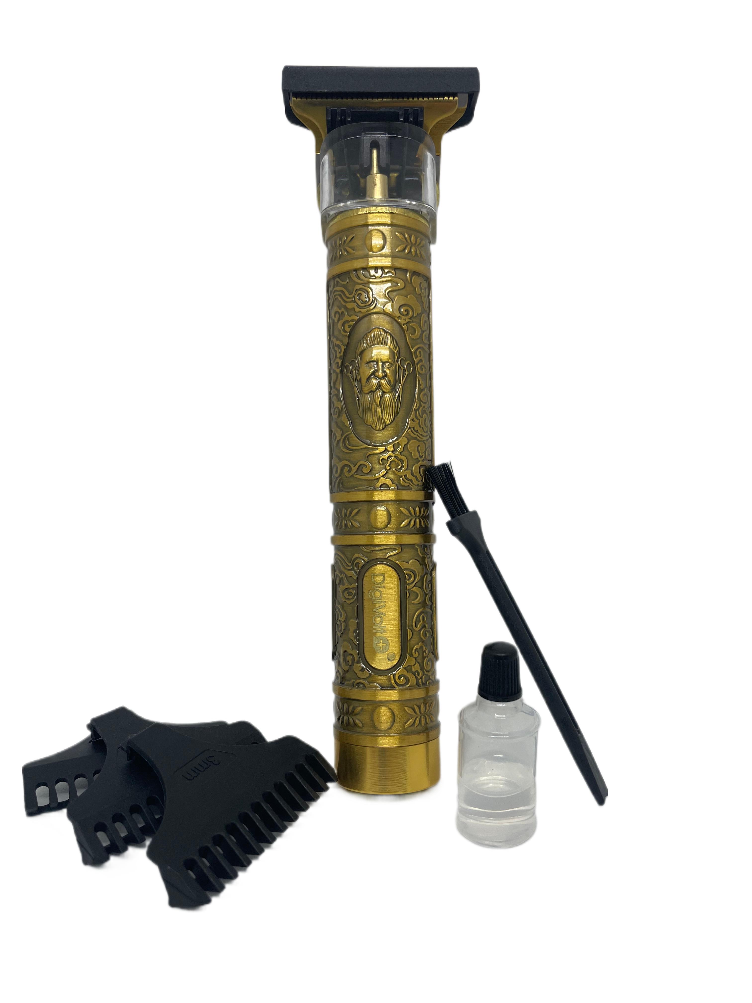 Aparador de barba profissional com bateria de alto desempenho Aparador prático tipo C carregador Bateria de lítio Unique ouro