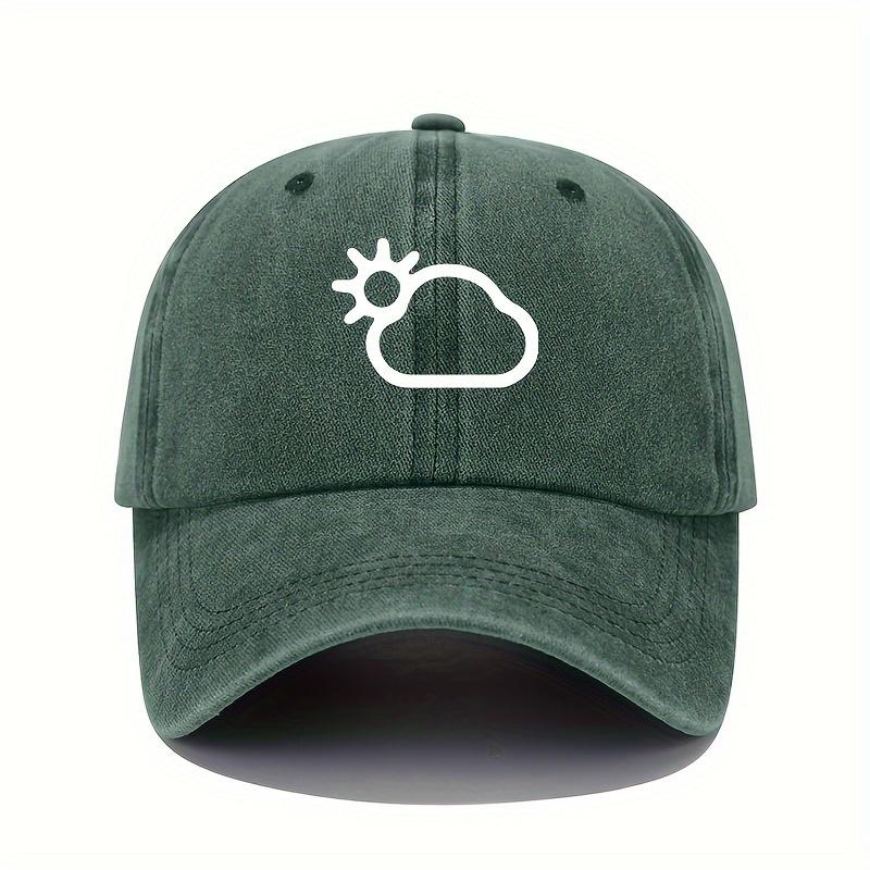 Sun and cloud pattern printed baseball cap with simple design, suitable for both men and women, versatile casual hat