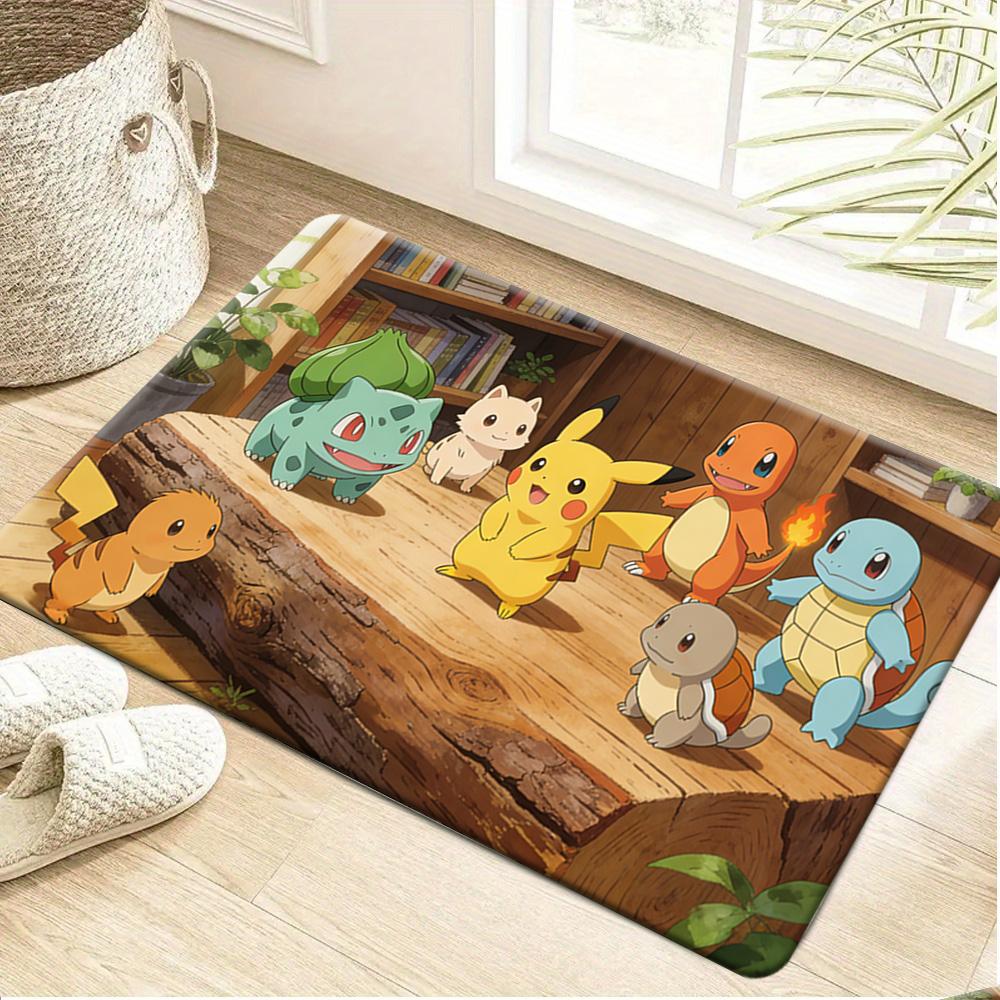 Pokemon Bulbasaur Surfing Great Wave Print Doormat Anti-slip Absorbent Floor Mat for Home Entrance Bedroom Living Room Decor