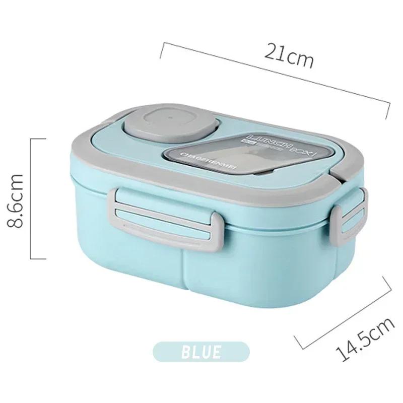 

2025 Portable Lunch Box Compartment Wheat Straw Bento Carrying Handle Reusable Tableware Container Meal Snack Food Containers