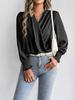 Women's Chiffon V-neck Lantern Sleeve Blouse - Solid Color Fashion Top