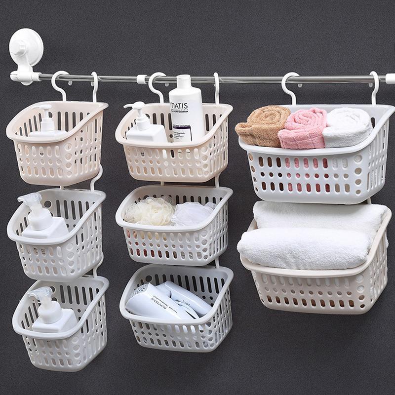 Wall-mounted Storage Basket Plastic Wall-mounted Storage Basket for Bathroom and ToiletSuspended Hanging Basket
