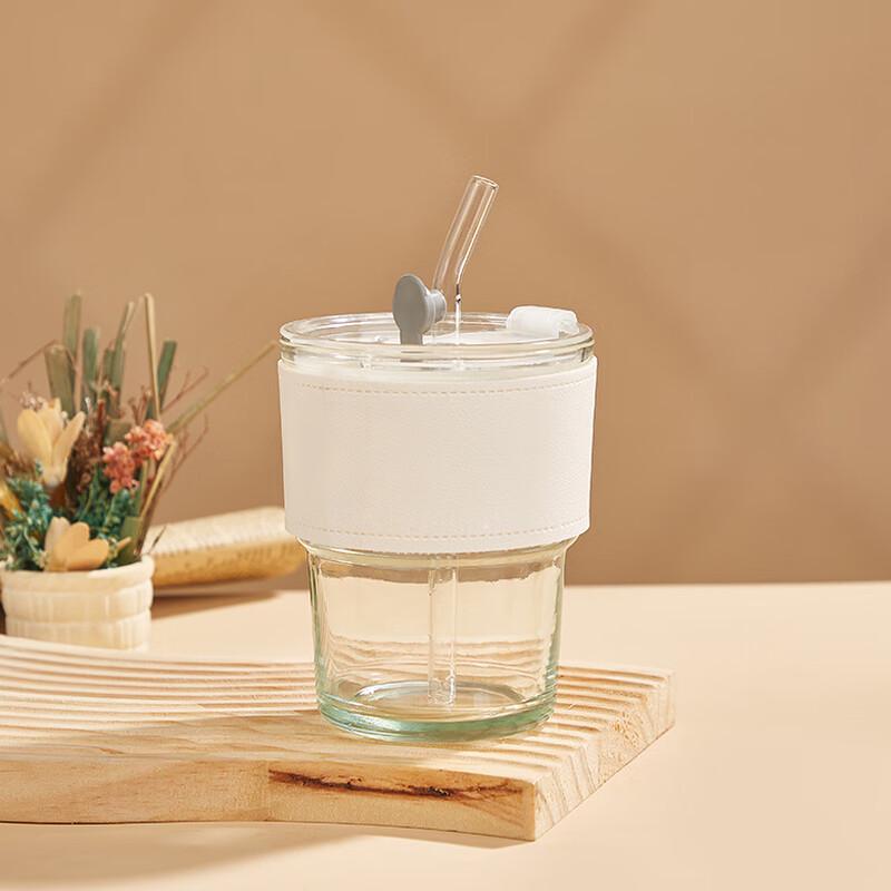 Hayu Bamboo Joint Glass Cup with Straw 400ml